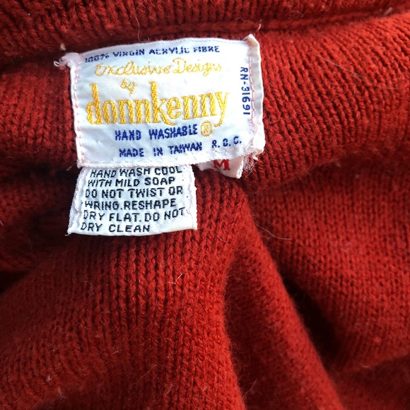 Vintage 70s Rust Cardigan Attached Scarf | Twee Librarian Core | Vegan Knit - Picture 6 of 6